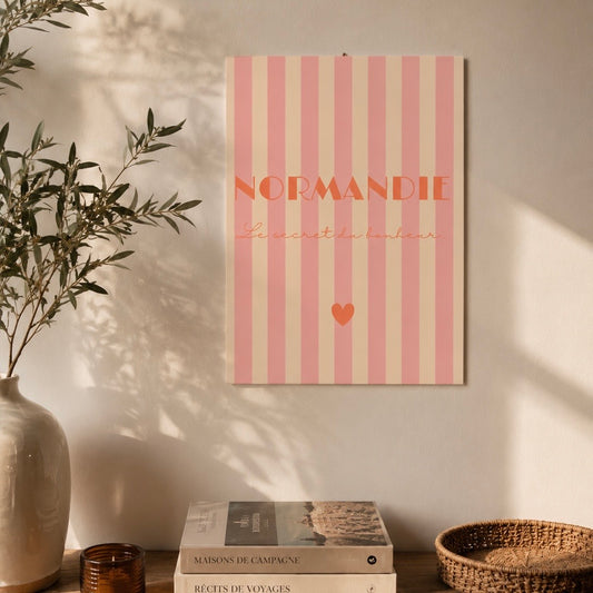 Affiche en bois - Normandie, Le secret du bonheur