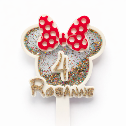 Cake topper personnalisé : Souris à paillettes