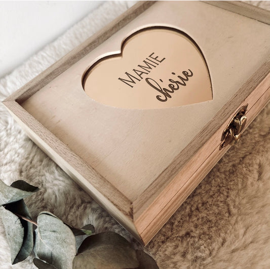Boîte cœur bois personnalisable