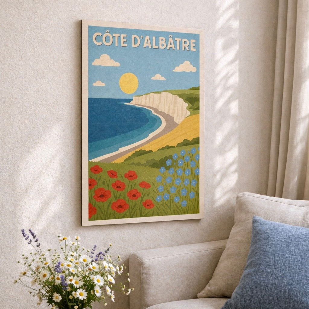Affiche en bois - Côte d'Albâtre