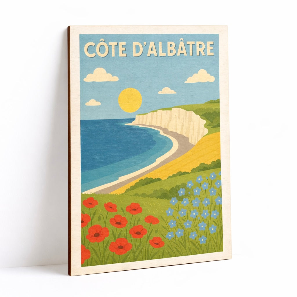 Affiche en bois - Côte d'Albâtre