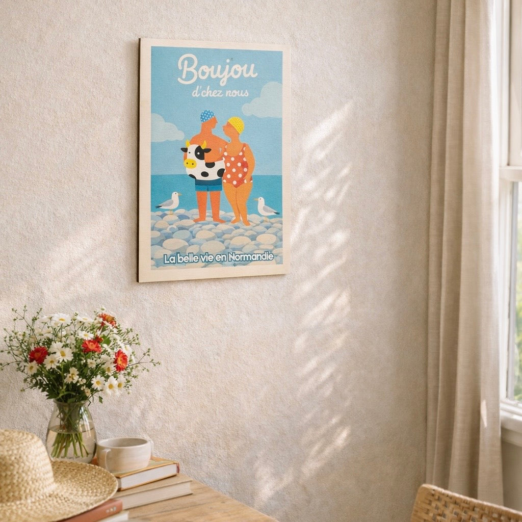 Affiche en bois - Boujou d'chez nous