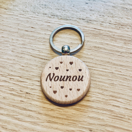 Porte-clés rond en bois personnalisable