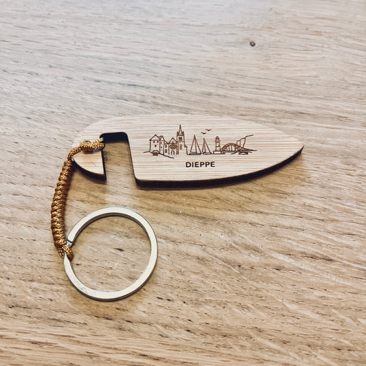 Porte-clés en bambou planche de surf