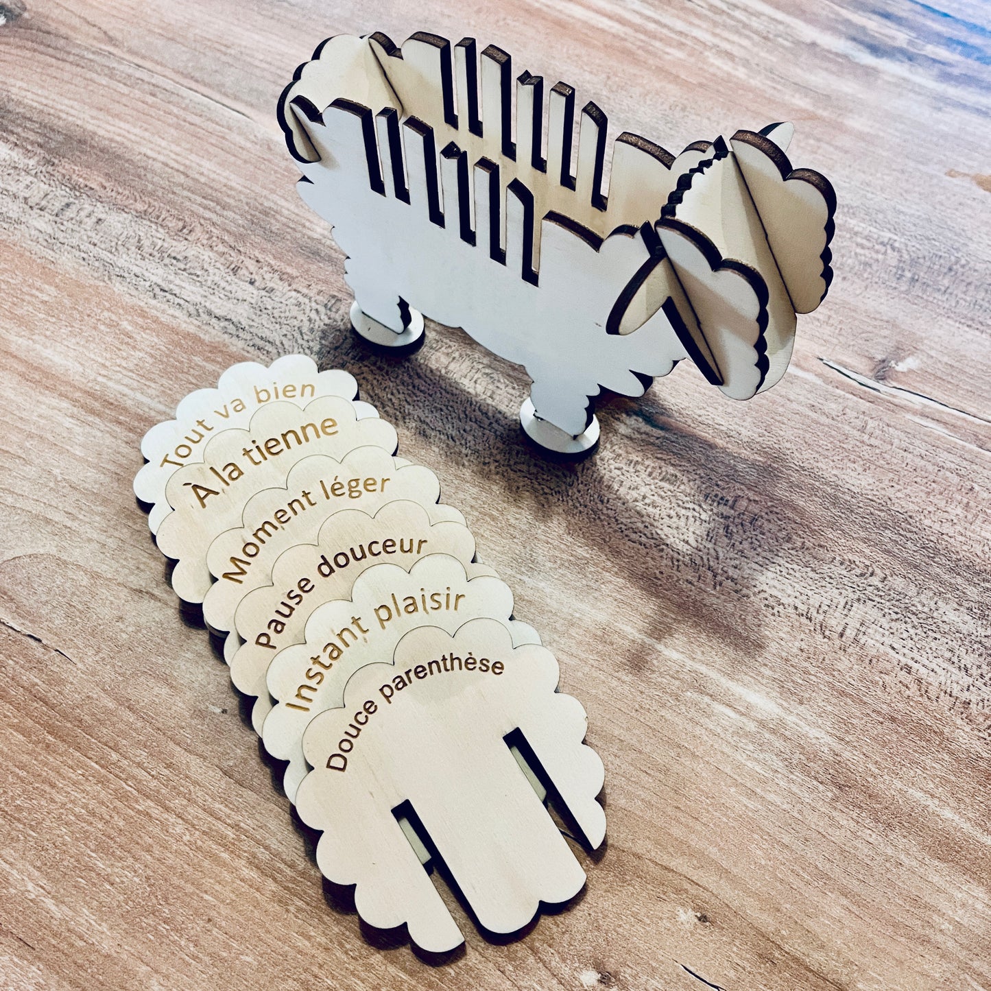 Lot de dessous de verres en bois avec support personnalisable